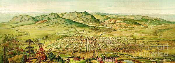 Reproduction Poster featuring the painting Pikes Peak Panorama by Thea Recuerdo