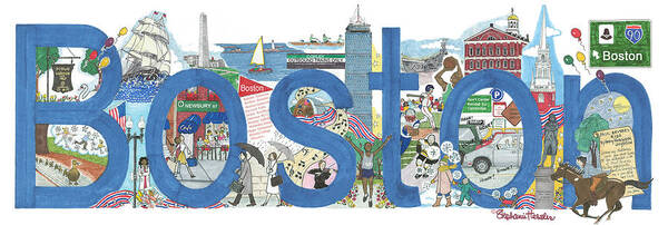 Boston Poster featuring the mixed media Boston by Stephanie Hessler