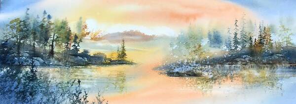 Landscape Poster featuring the painting Boundary Waters Morning by Sarah Guy-Levar
