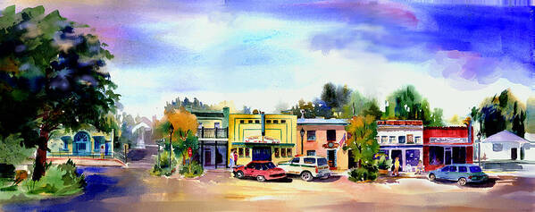 Colfax Poster featuring the painting Colfax Main and Church Street by Joan Chlarson