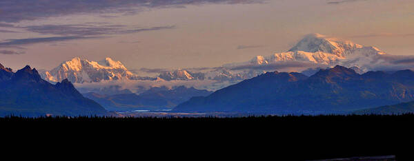 Denali Poster featuring the photograph Denali Sunset Panorama by Scott Mahon