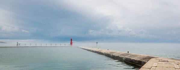 Lighthouse Poster featuring the photograph Fog Lifts by Patti Raine