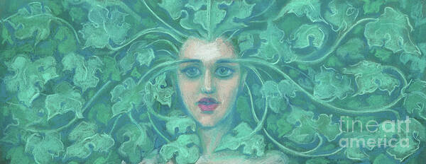 Celtic Poster featuring the painting Green Lady / Forest Queen by Julia Khoroshikh
