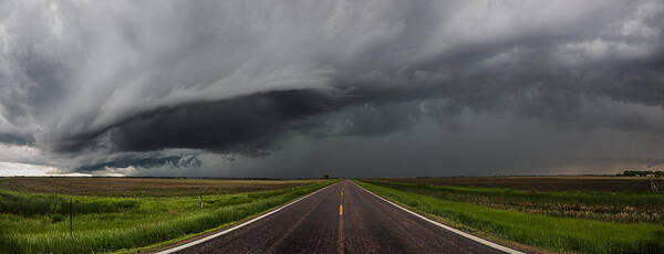 #18 #500px #aaron J. Groen #city #clouds #dangerous #hail #heavy #highway #highway To Hell Poster featuring the photograph Highway 18 by Aaron J Groen