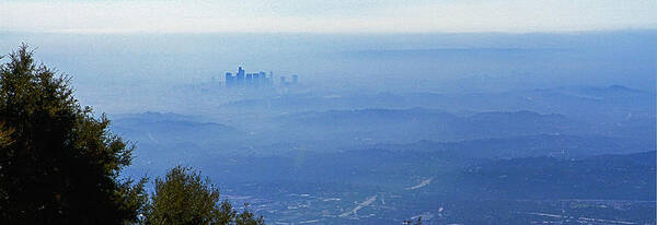 Los Angeles Poster featuring the photograph LA in Smog by Jeff Kurtz