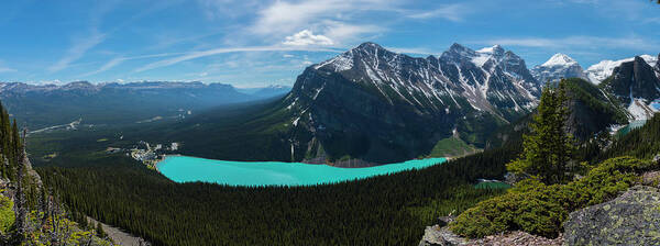 Lake Louise Poster featuring the photograph Lake Louise From Little Beehive Overlook by Owen Weber