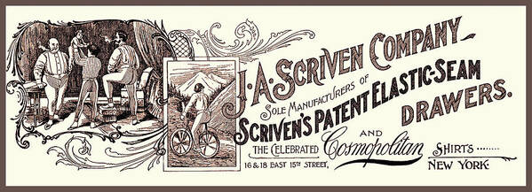 Underwear Poster featuring the photograph Men's Underwear 1899 Advertisement by Phil Cardamone