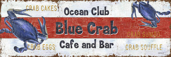 Crab Poster featuring the painting Ocean Club Cafe by Debbie DeWitt