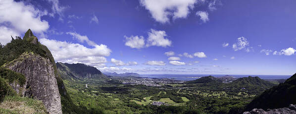 Hawaii Poster featuring the photograph Pali Lookout Panorama by Dan McManus