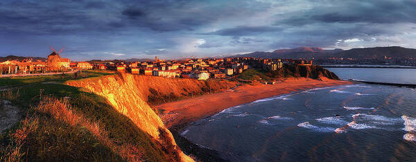 Basque Country Poster featuring the photograph Panorama of Aixerrota sunset by Mikel Martinez de Osaba