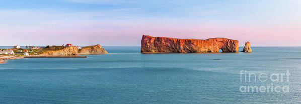 Perce Rock Poster featuring the photograph Perce Rock panorama at sunset by Elena Elisseeva