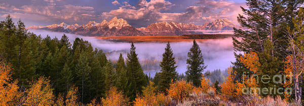 Snake River Overlook Poster featuring the photograph Snake River Overlook Sunrise Panorama by Adam Jewell