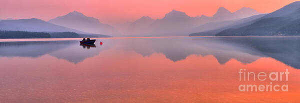 Lake Mcdonald Poster featuring the photograph Sprague Fire Smokey Reflections by Adam Jewell