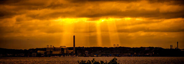 Sun Rays Poster featuring the photograph Sun Rays over Boston by Lilia S