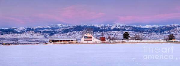 Mountains Poster featuring the photograph The Flag Barn and the Mountains by Ronda Kimbrow