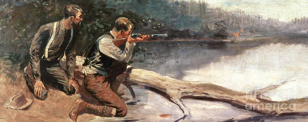 The Winchester By Frederic Remington (1861-1909) Gun Poster featuring the painting The Winchester by Frederic Remington