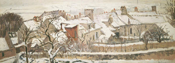 Rooftops Poster featuring the painting Winter, 1872 by Camille Pissarro