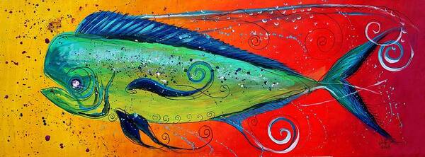 Fish Poster featuring the painting Abstract Mahi Mahi by J Vincent Scarpace