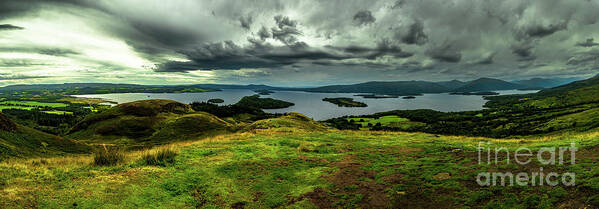 Adventure Poster featuring the photograph Calm Water And Green Meadows At Loch Lomond In Scotland by Andreas Berthold
