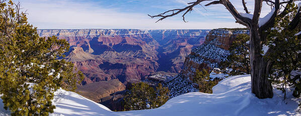 American Southwest Poster featuring the photograph Grand Canyon and Snow Panorama 2 by Todd Bannor