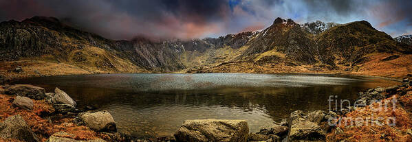 Llyn Idwal Poster featuring the photograph Idwal Lake Winter Sunset by Adrian Evans