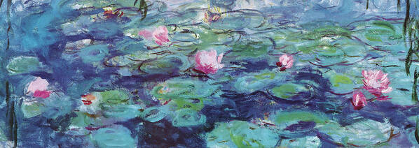 Monet-water Lilies Poster featuring the mixed media Monet-water Lilies by Portfolio Arts Group