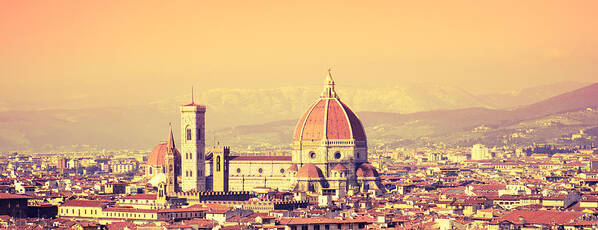 Scenics Poster featuring the photograph Santa Maria Novella Dome In Florence At by Franckreporter