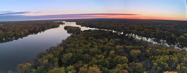 Drone Poster featuring the photograph Areal Sunset on the MilleIles river by Carl Marceau
