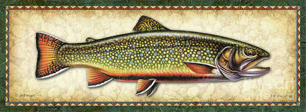 Jon Q Wright Poster featuring the painting Brook Trout Study by Jon Q Wright