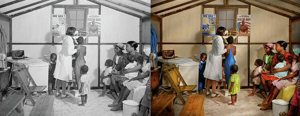 Doc Poster featuring the photograph Doctor - Pediatrician - At the family clinic 1942 - Side by Side by Mike Savad