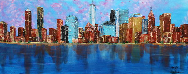 Manhattan Poster featuring the painting Manhattan NY by Brent Knippel