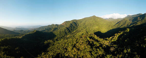 Landscape - Scenery Mountain Valley Forest Lush Foliage South America Colombia Caribbean Magdalena Department Minca Horizontal Outdoors Day Geology Horizon Over Land No People Tranquility Travel Destinations Getting Away From It All Shadow Green  Poster featuring the photograph Minca mountain landscape, Magdalena Department, Caribbean, Colombia by Panoramic Images