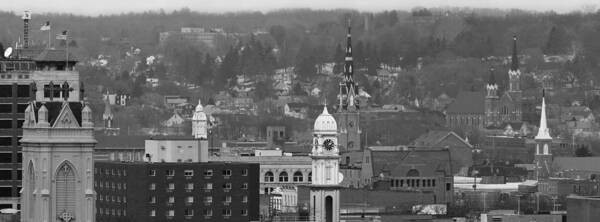 Dubuque Poster featuring the photograph Steeples of Dubuque Black and White by Jane Melgaard
