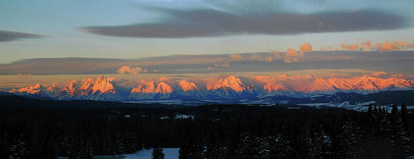 Mountain Poster featuring the photograph Sunrise on Tetons by Carl Moore