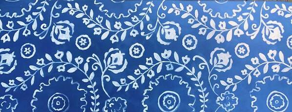  Poster featuring the painting White Blue Floral by Jam Art