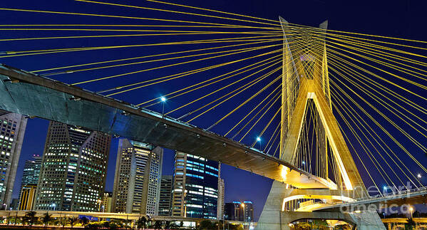 Brooklin Poster featuring the photograph Sao Paulo's iconic cable-stayed bridge by Carlos Alkmin