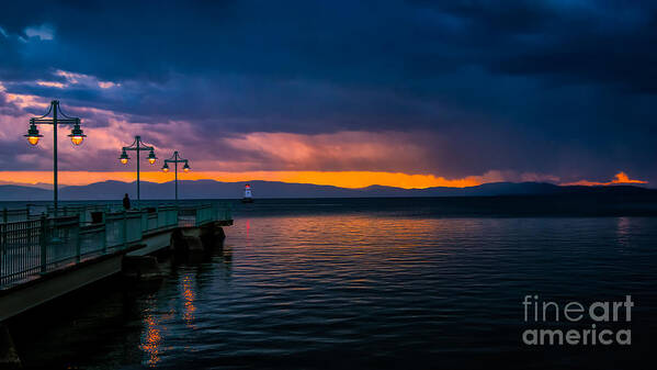 burlington Fishing Pier Poster featuring the photograph Sunset after a passing thundershower. #2 by New England Photography