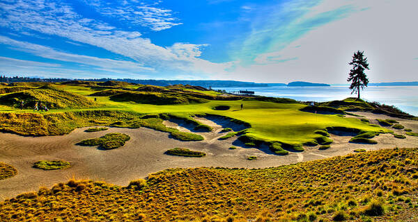 Chambers Bay Golf Course Poster featuring the photograph #15 at Chambers Bay Golf Course - Location of the 2015 U.S. Open Tournament #3 by David Patterson