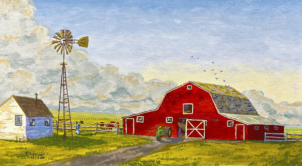 Barn Poster featuring the painting Grandpa's farm by Chuck Adams