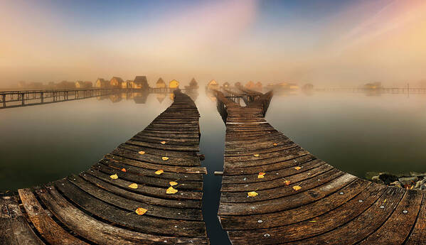 Pier Poster featuring the photograph Mist... #3 by Krzysztof Browko