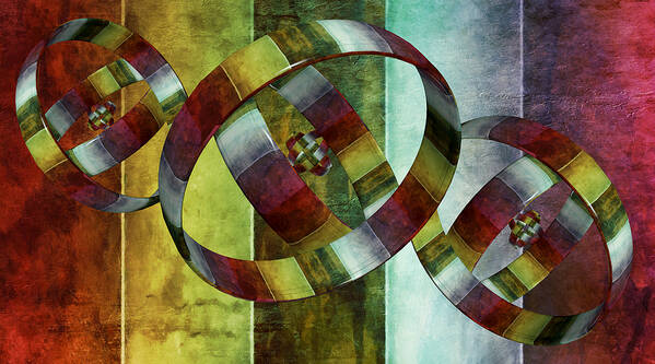 Abstract Poster featuring the digital art 5 Wind Rings by Angelina Tamez