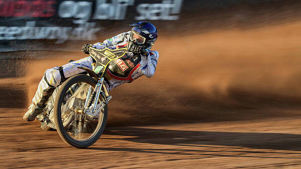 Speedway Poster featuring the photograph A Trail Of Dust At Sunset by Kemal Selimovic