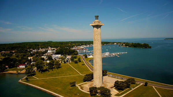 Aerial Poster featuring the photograph Aerial Perry's Monument by Kevin Cable