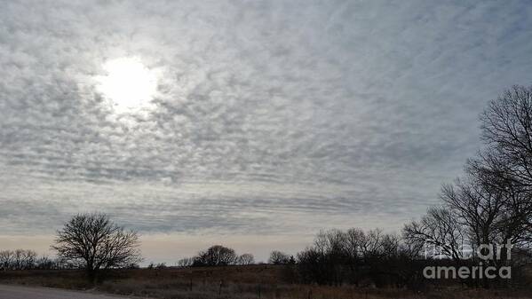 Branched Oak Lake Poster featuring the photograph AltoCumulus Sun by Caryl J Bohn