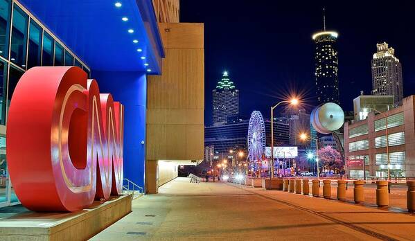 Atlanta Poster featuring the photograph Atlanta Outside CNN by Frozen in Time Fine Art Photography