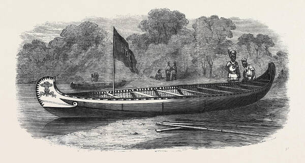 Kayak Poster featuring the drawing Birch-bark Canoe Presented To His Royal Highness The Prince by English School