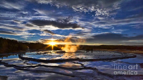 Landscape Poster featuring the photograph Blue Geyser Sunset by Don Hall