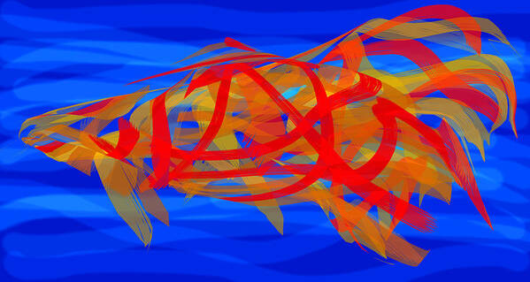 Abstract Poster featuring the digital art Bright Fish in Blue Water by Stephanie Grant