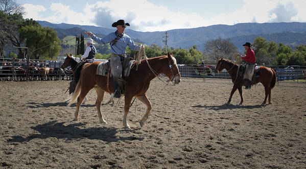 Riata Roping 2013 Poster featuring the photograph Californios 9 by Diane Bohna