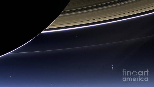 Saturn Poster featuring the photograph Cassini View Of Saturn And Earth by Science Source